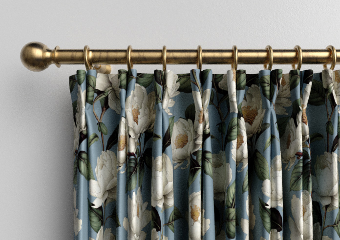 Henley, Henleys Vine Raffs Blue - Made to Measure Curtains - Image 10
